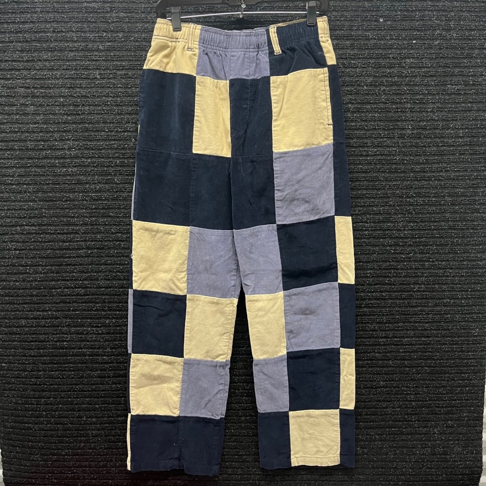 Urban Outfitters Patchwork Corduroy Pants Navy Blue Tan Colorblock Mens Small - Picture 2 of 10